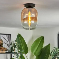 hofstein Plafonnier - Verre Apedo Ambre, Clair, 1 lumière