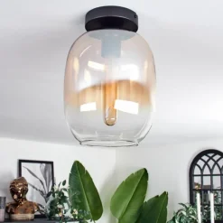 hofstein Plafonnier - Verre Apedo Ambre, Clair, 1 lumière