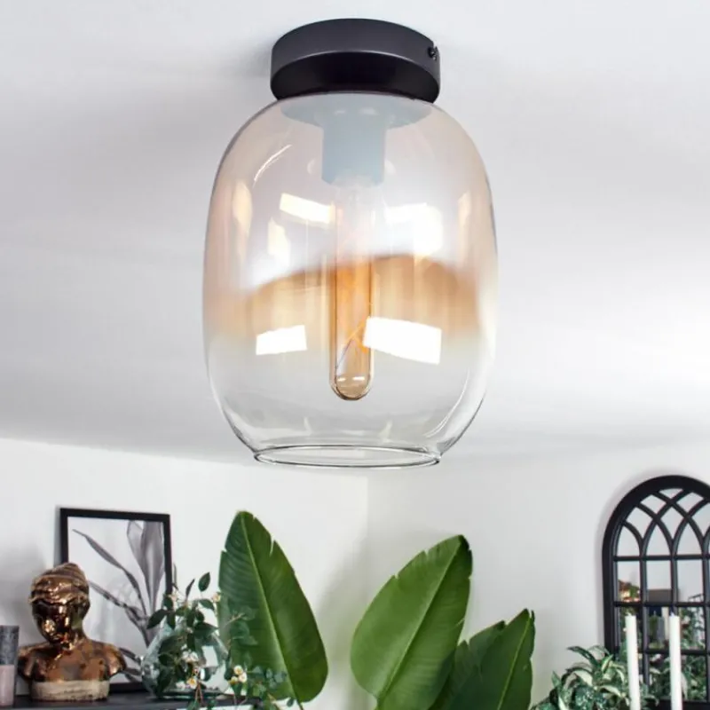 hofstein Plafonnier - Verre Apedo Ambre, Clair, 1 lumière