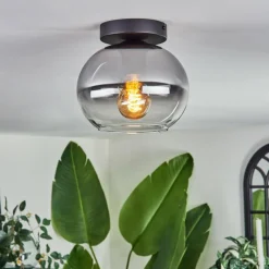 hofstein Plafonnier - Verre Apedo Clair, Fumé, 1 lumière