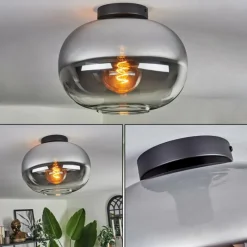 hofstein Plafonnier - Verre Apedo Clair, Fumé, 1 lumière