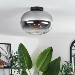 hofstein Plafonnier - Verre Apedo Clair, Fumé, 1 lumière