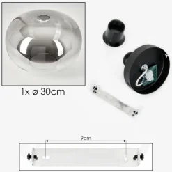 hofstein Plafonnier - Verre Apedo Clair, Fumé, 1 lumière