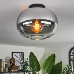 hofstein Plafonnier - Verre Apedo Clair, Fumé, 1 lumière