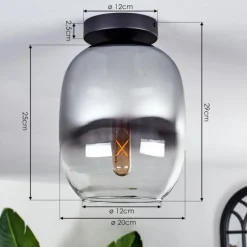 hofstein Plafonnier - Verre Apedo Clair, Fumé, 1 lumière