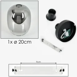 hofstein Plafonnier - Verre Apedo Clair, Fumé, 1 lumière