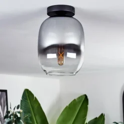 hofstein Plafonnier - Verre Apedo Clair, Fumé, 1 lumière