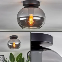 hofstein Plafonnier - Verre Apedo Fumé, 1 lumière