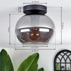 hofstein Plafonnier - Verre Apedo Fumé, 1 lumière