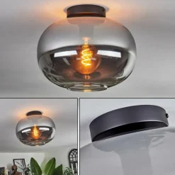 hofstein Plafonnier - Verre Apedo Fumé, 1 lumière