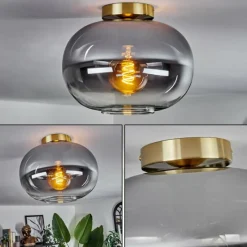 hofstein Plafonnier - Verre Apedo Laiton, Noir, 1 lumière