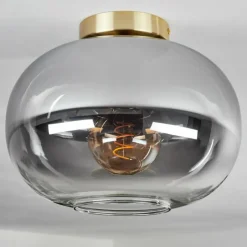 hofstein Plafonnier - Verre Apedo Laiton, Noir, 1 lumière