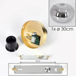 hofstein Plafonnier - Verre Apedo Laiton, 1 lumière