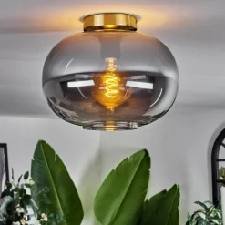 hofstein Plafonnier - Verre Apedo Laiton, 1 lumière