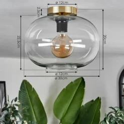 hofstein Plafonnier - Verre Apedo Laiton, 1 lumière