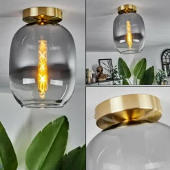 hofstein Plafonnier - Verre Apedo Laiton, 1 lumière