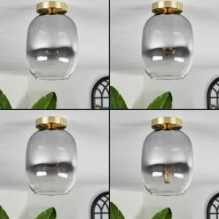 hofstein Plafonnier - Verre Apedo Laiton, 1 lumière