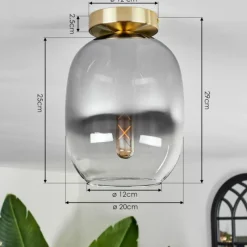 hofstein Plafonnier - Verre Apedo Laiton, 1 lumière