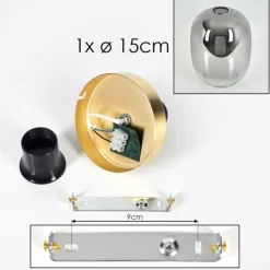 hofstein Plafonnier - Verre Apedo Laiton, 1 lumière