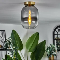 hofstein Plafonnier - Verre Apedo Laiton, 1 lumière