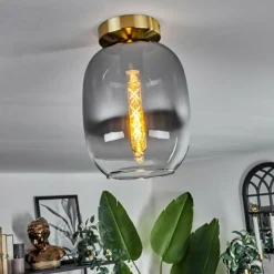 hofstein Plafonnier - Verre Apedo Laiton, 1 lumière