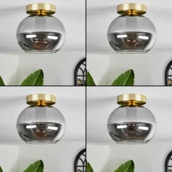 hofstein Plafonnier - Verre Apedo Laiton, 1 lumière