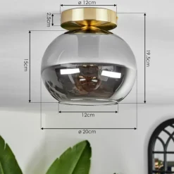 hofstein Plafonnier - Verre Apedo Laiton, 1 lumière