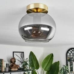 hofstein Plafonnier - Verre Apedo Laiton, 1 lumière