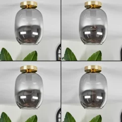 hofstein Plafonnier - Verre Apedo Laiton, 1 lumière