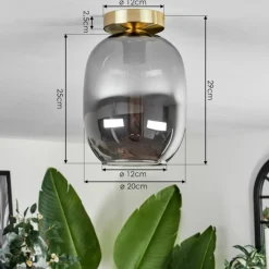 hofstein Plafonnier - Verre Apedo Laiton, 1 lumière