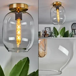 hofstein Plafonnier - Verre Apedo Laiton, 1 lumière