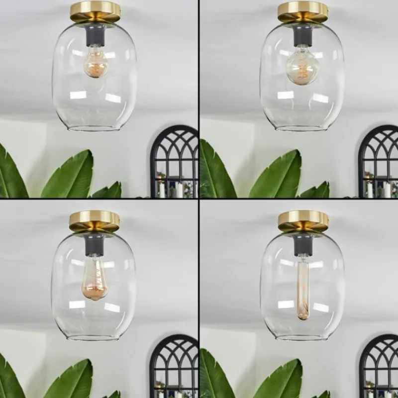 hofstein Plafonnier - Verre Apedo Laiton, 1 lumière