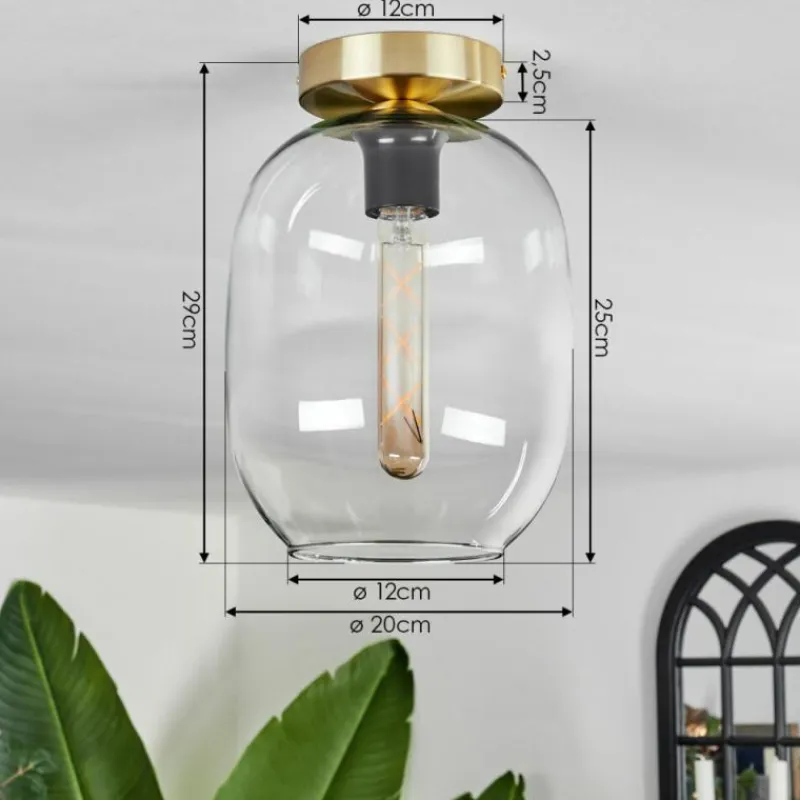 hofstein Plafonnier - Verre Apedo Laiton, 1 lumière