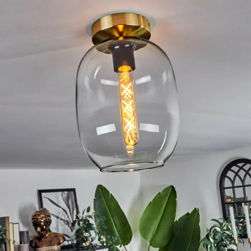 hofstein Plafonnier - Verre Apedo Laiton, 1 lumière