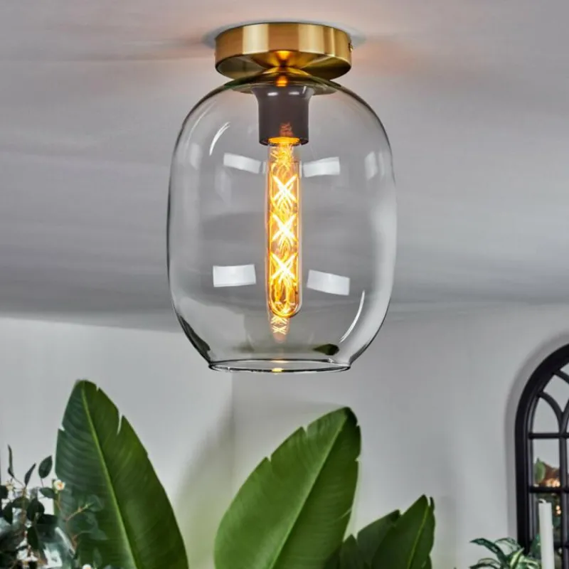 hofstein Plafonnier - Verre Apedo Laiton, 1 lumière