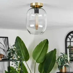 hofstein Plafonnier - Verre Apedo Laiton, 1 lumière