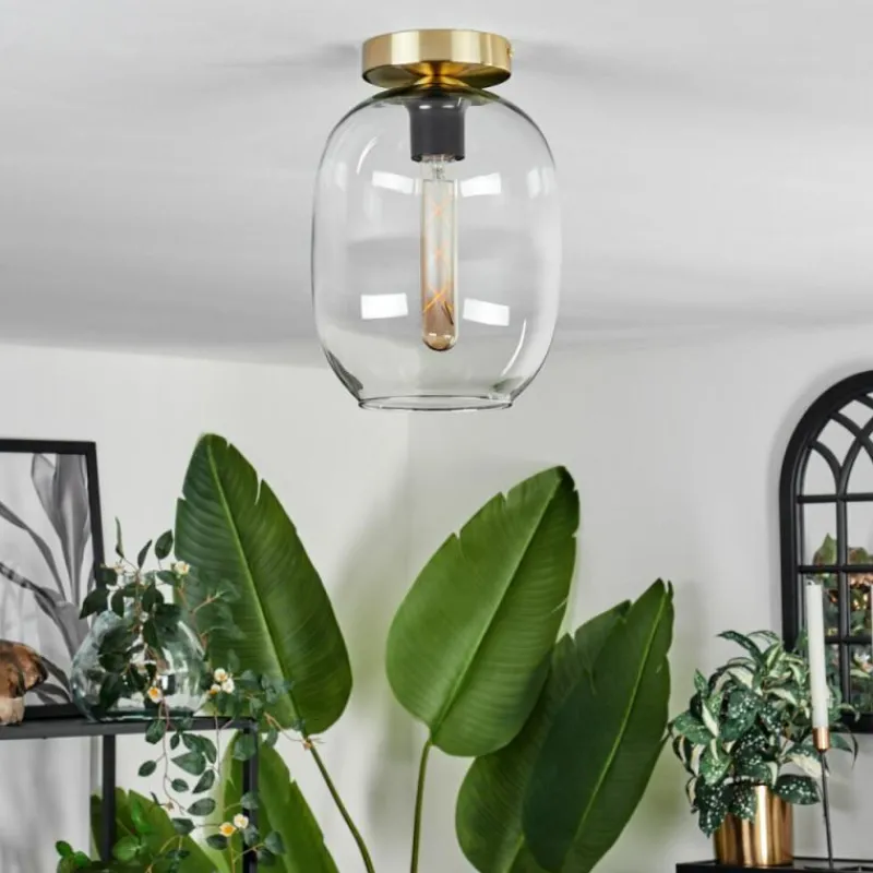 hofstein Plafonnier - Verre Apedo Laiton, 1 lumière