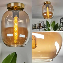 hofstein Plafonnier - Verre Apedo Laiton, 1 lumière