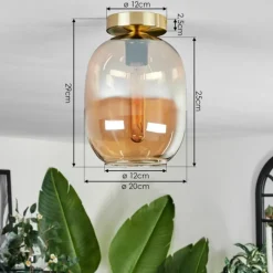 hofstein Plafonnier - Verre Apedo Laiton, 1 lumière