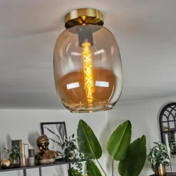 hofstein Plafonnier - Verre Apedo Laiton, 1 lumière