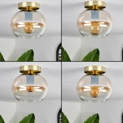 hofstein Plafonnier - Verre Apedo Laiton, 1 lumière