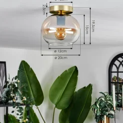 hofstein Plafonnier - Verre Apedo Laiton, 1 lumière