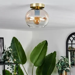 hofstein Plafonnier - Verre Apedo Laiton, 1 lumière