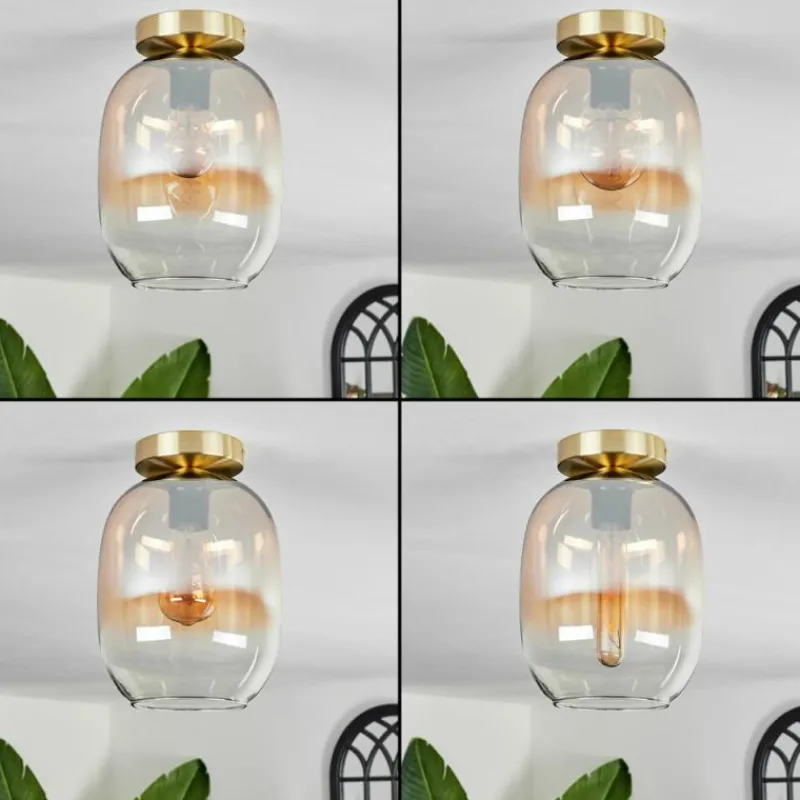 hofstein Plafonnier - Verre Apedo Laiton, 1 lumière