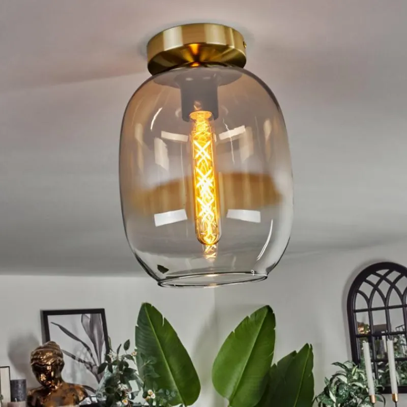hofstein Plafonnier - Verre Apedo Laiton, 1 lumière