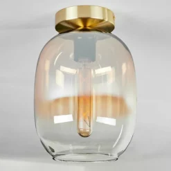 hofstein Plafonnier - Verre Apedo Laiton, 1 lumière