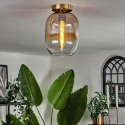 hofstein Plafonnier - Verre Apedo Laiton, 1 lumière