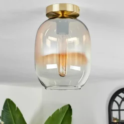 hofstein Plafonnier - Verre Apedo Laiton, 1 lumière