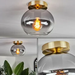 hofstein Plafonnier - Verre Apedo Laiton, 1 lumière