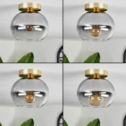 hofstein Plafonnier - Verre Apedo Laiton, 1 lumière